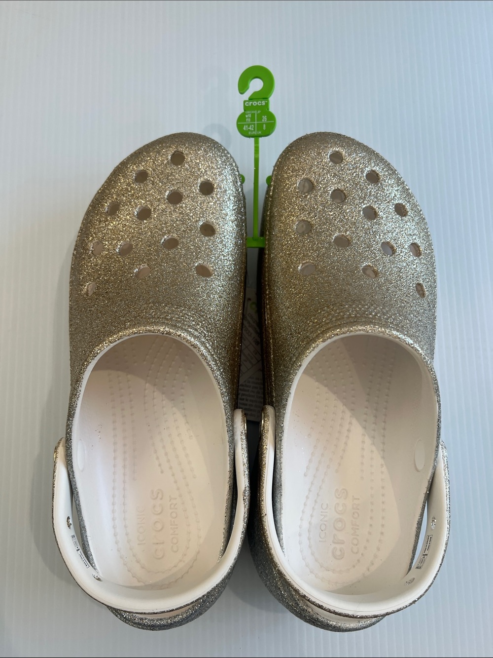 New Women’s Glitter Crocs Sandals in Gold and Silver in Size 10 - Picture 3 of 6
